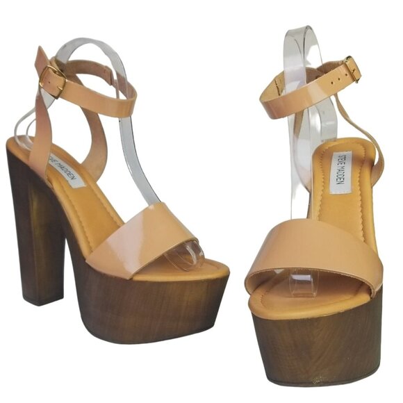 Steve Madden Platform heel patent leather chunky sandals size 10 - Picture 1 of 16